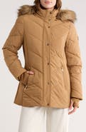 Michael Kors Faux Fur Trim Hooded Quilted Jacket