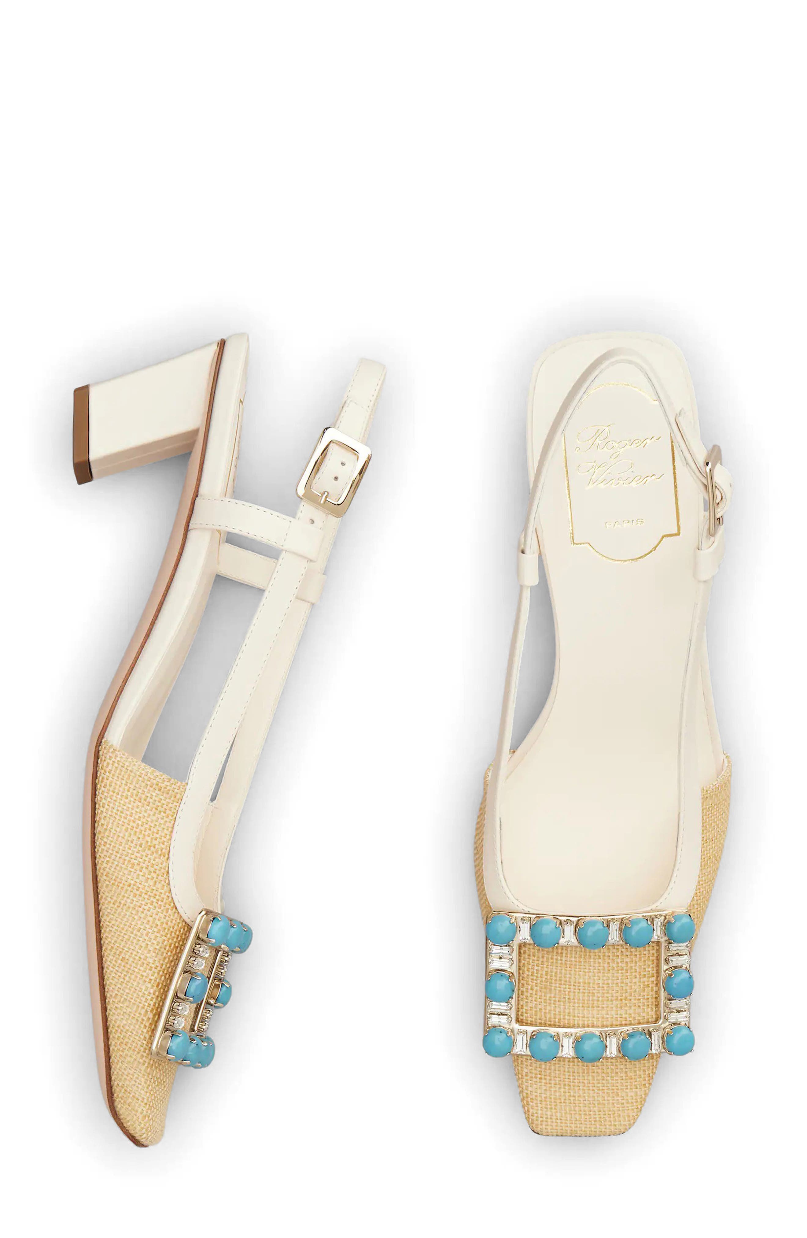 Pietre Dure Slingback Pump, Alternate, color, IVORY