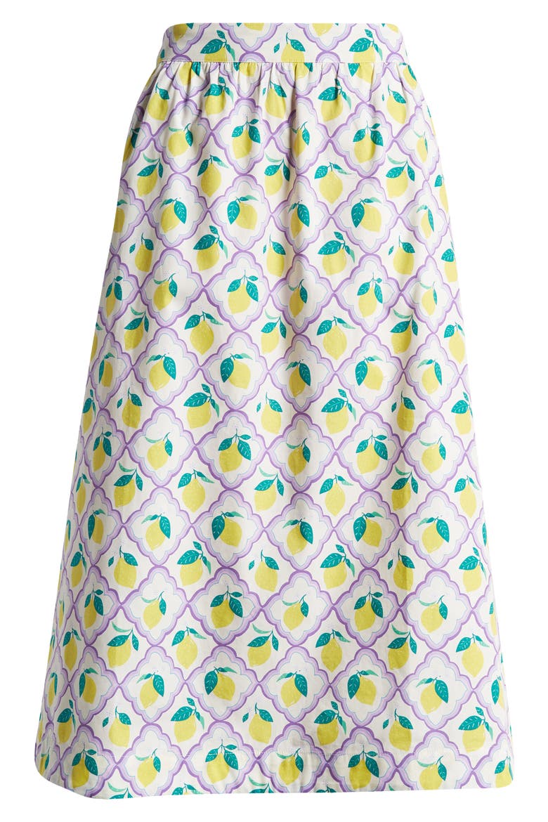 Hattie Cotton Poplin Midi Skirt, Alternate, color, LAVENDER LEMON GROVE