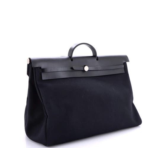 Pre-owned Hermes Hermes Herbag Zip Leather And Toile 50 In Black