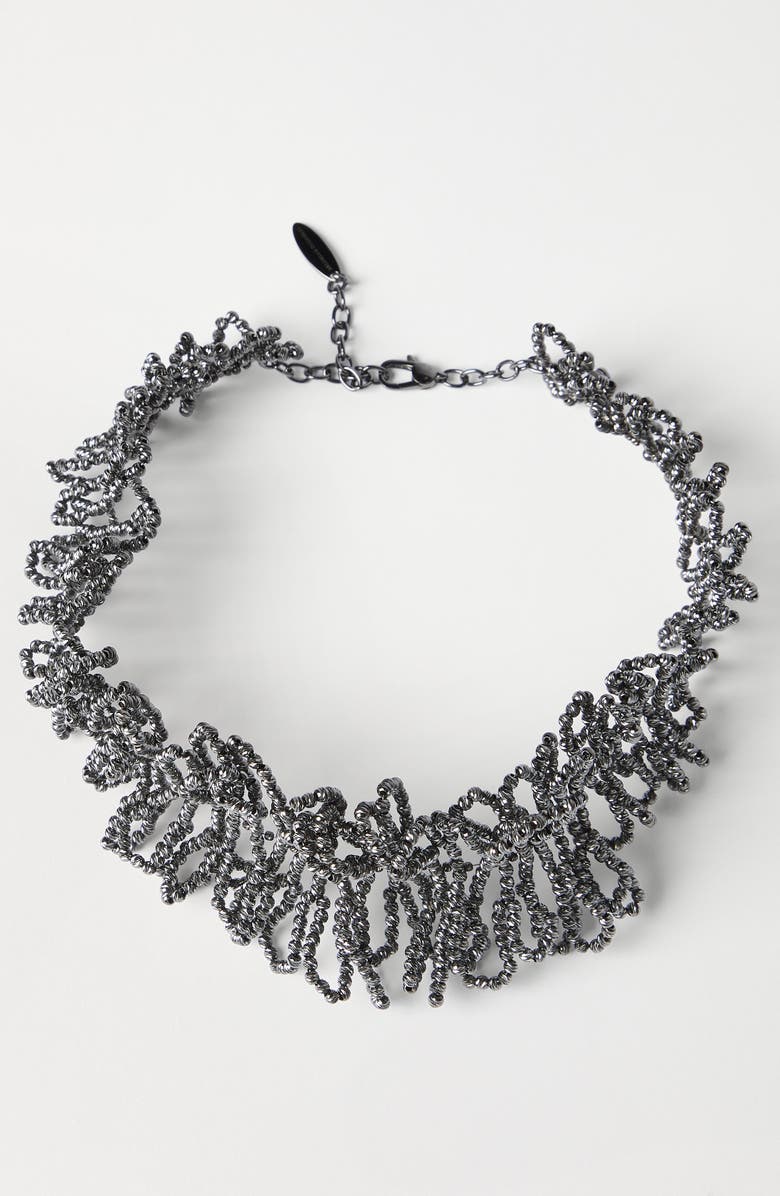 Brunello Cucinelli Sterling Silver choker, Alternate, color, Lignite Grey
