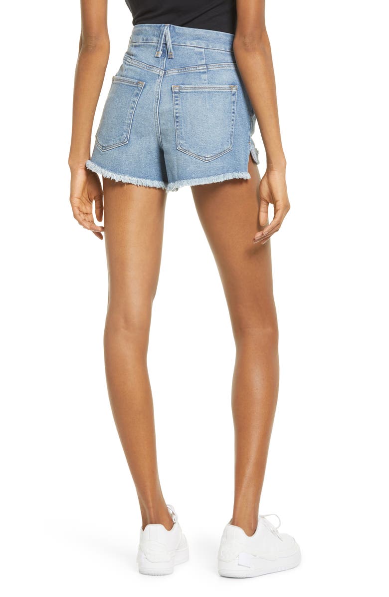Good American Good Curve High Waist Denim Shorts, Alternate, color,