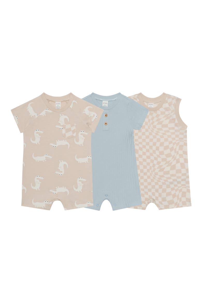 Assorted 3-Pack Animal Rompers, Main, color, ALLIGATOR