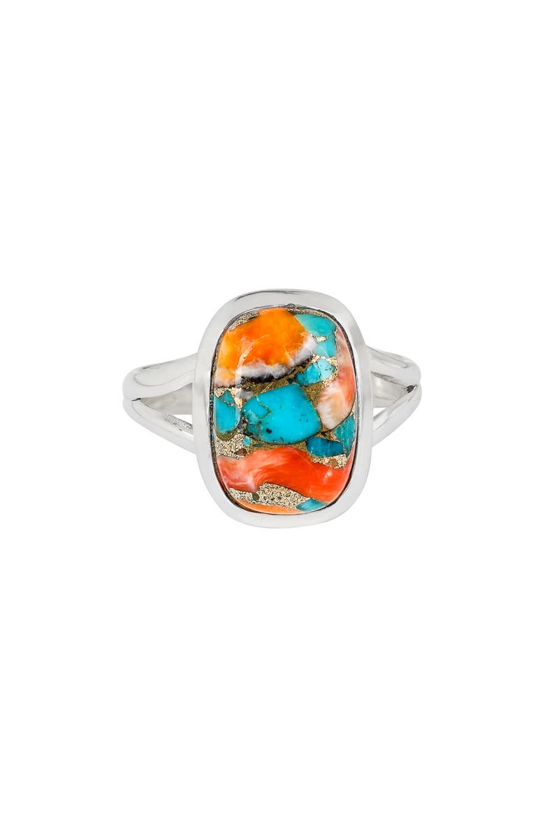 Oyster Turquoise Ring, Alternate, color, ORANGE/ BLUE MULTI