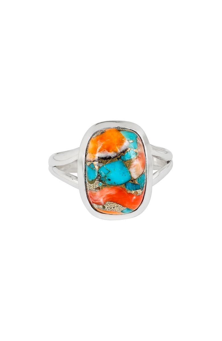 YS GEMS Oyster Turquoise Ring, Alternate, color, Orange/ Blue Multi