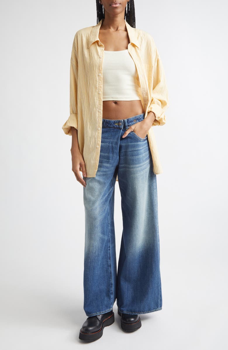 R13 Nico Wrap Wide Leg Jeans, Alternate, color, Raine Blue