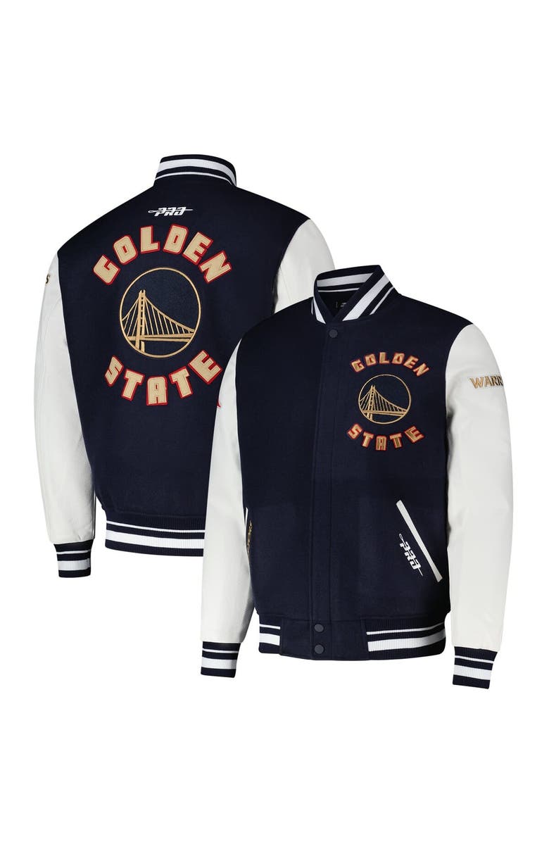 PRO STANDARD Men's Pro Standard  Navy Golden State Warriors 2024/25 City Edition Wool Varsity Full-Zip Jacket, Main, color, 