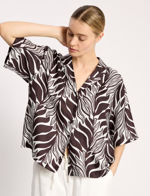 Mono Palm Print Silk Shirt