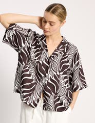 Albaray Mono Palm Print Silk Shirt