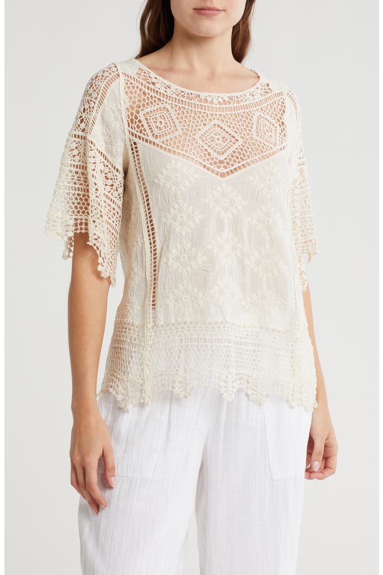 Mixed Media Top, Main, color, NATURAL