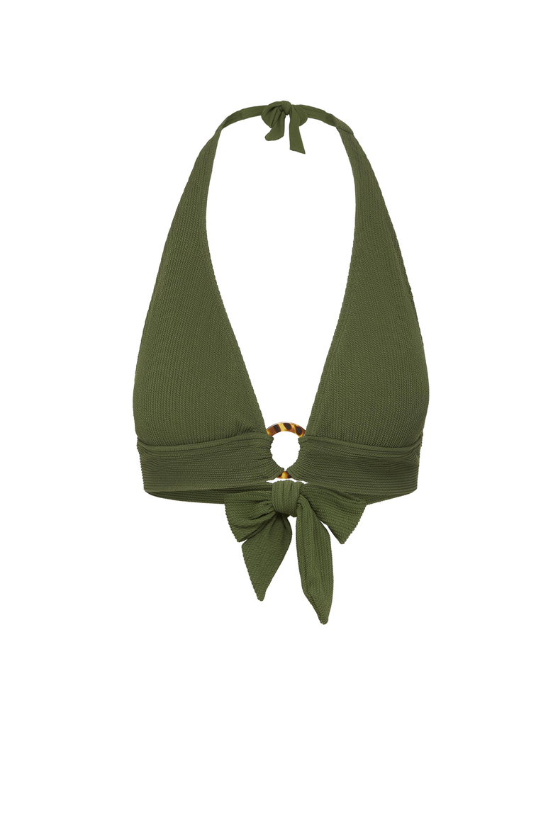 Erin Ring Halter Bikini Top, Main, color, Olive Texture