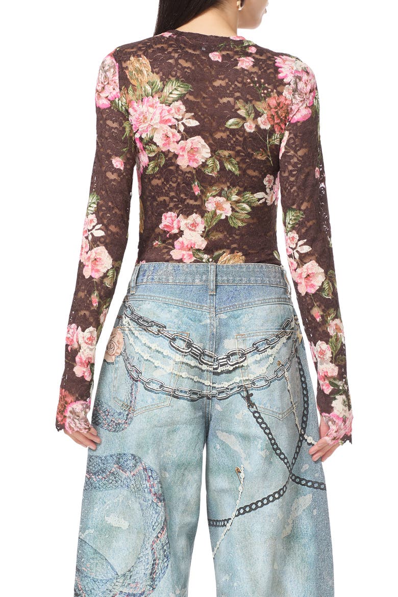 Kaylee Floral Lace Long Sleeve Top, Alternate, color, CHOCOLATE ROSE