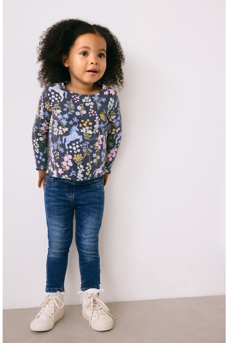 Kids' Unicorn Print Long Sleeve Cotton T-Shirt, Alternate, color, BLUE