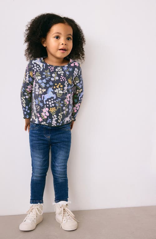 Next Kids' Unicorn Print Long Sleeve Cotton T-shirt In Blue