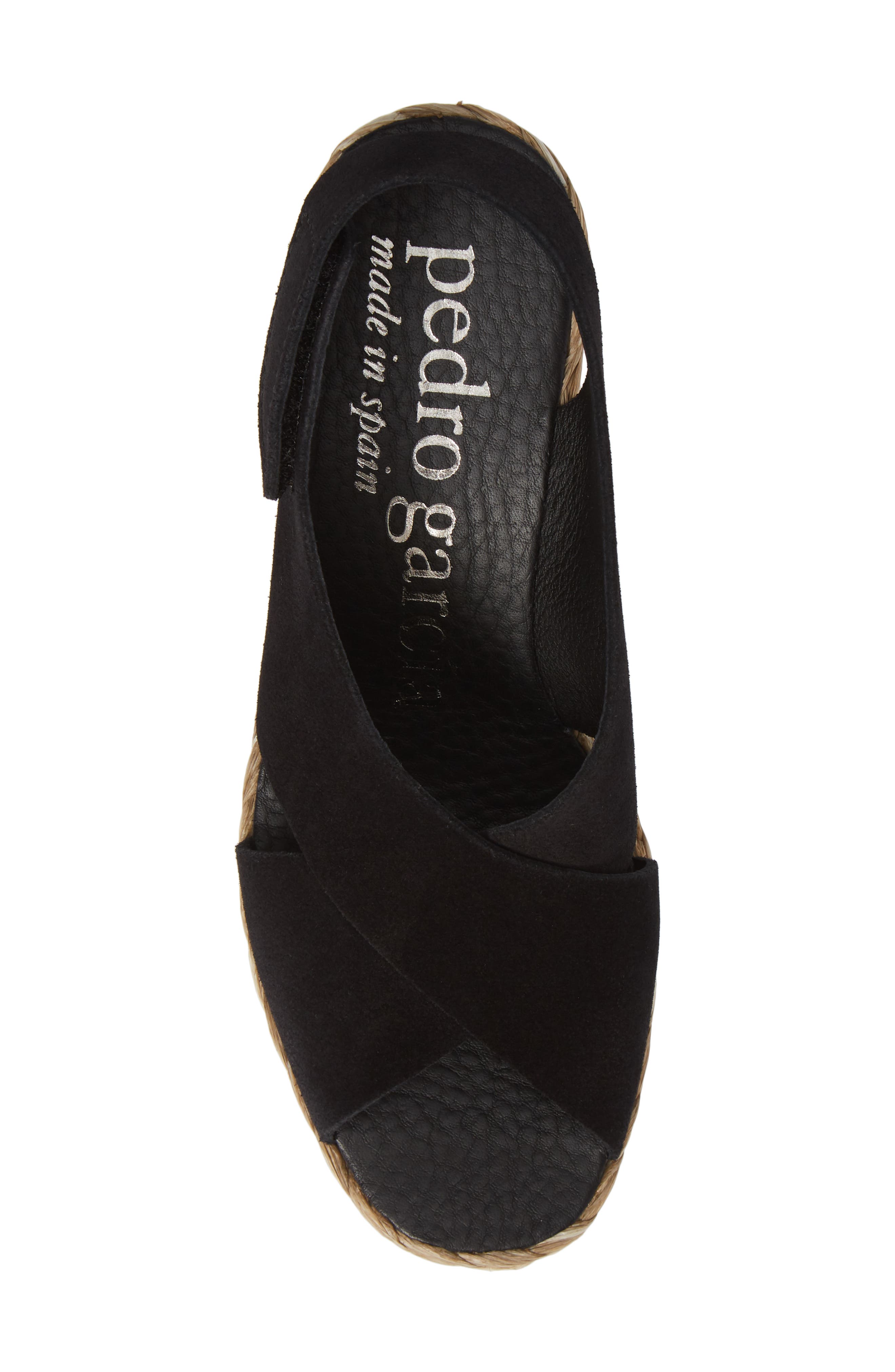 'Federica' Wedge Sandal, Alternate, color, BLACK CASTORO/ RAFFIA
