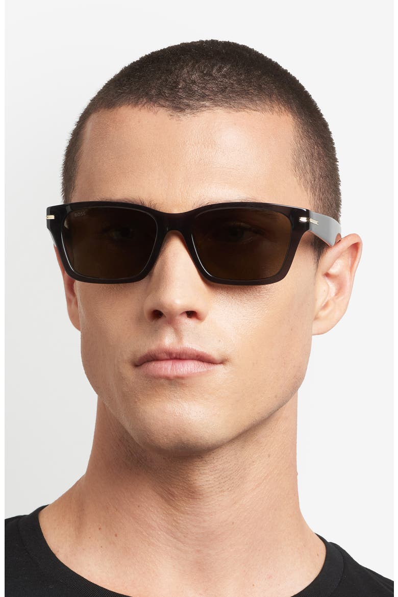 56mm Rectangular Sunglasses, Alternate, color, GREY GOLD/ GREY