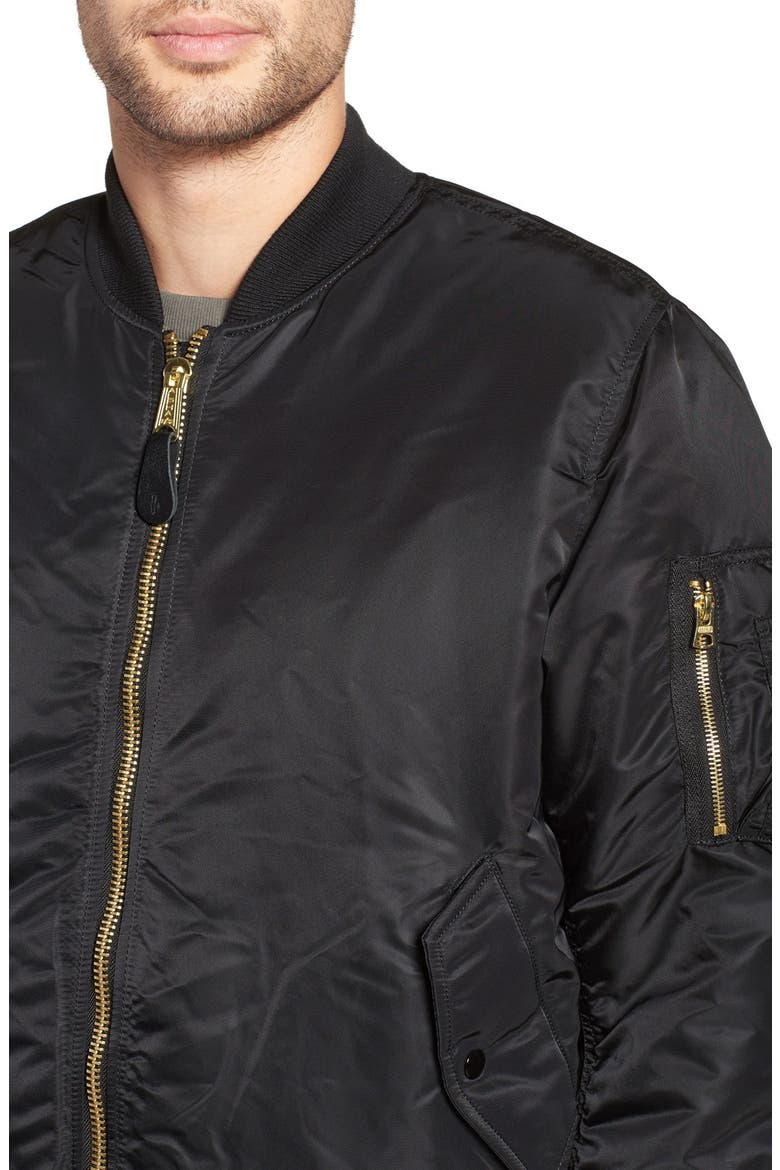 'MA-1' Slim Fit Bomber Jacket, Alternate, color, BLACK