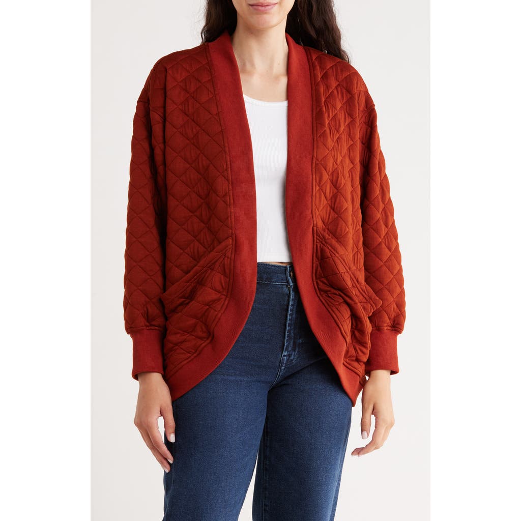 Bluegrey Quilted Cotton Blend Cardigan Sweatshirt In Orange