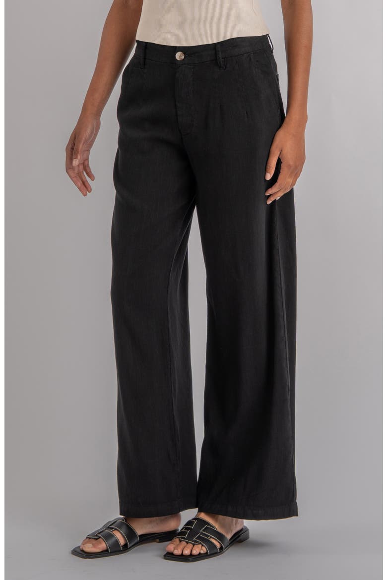 Meg High Waist Linen Blend Wide Leg Pants, Alternate, color, BLACK