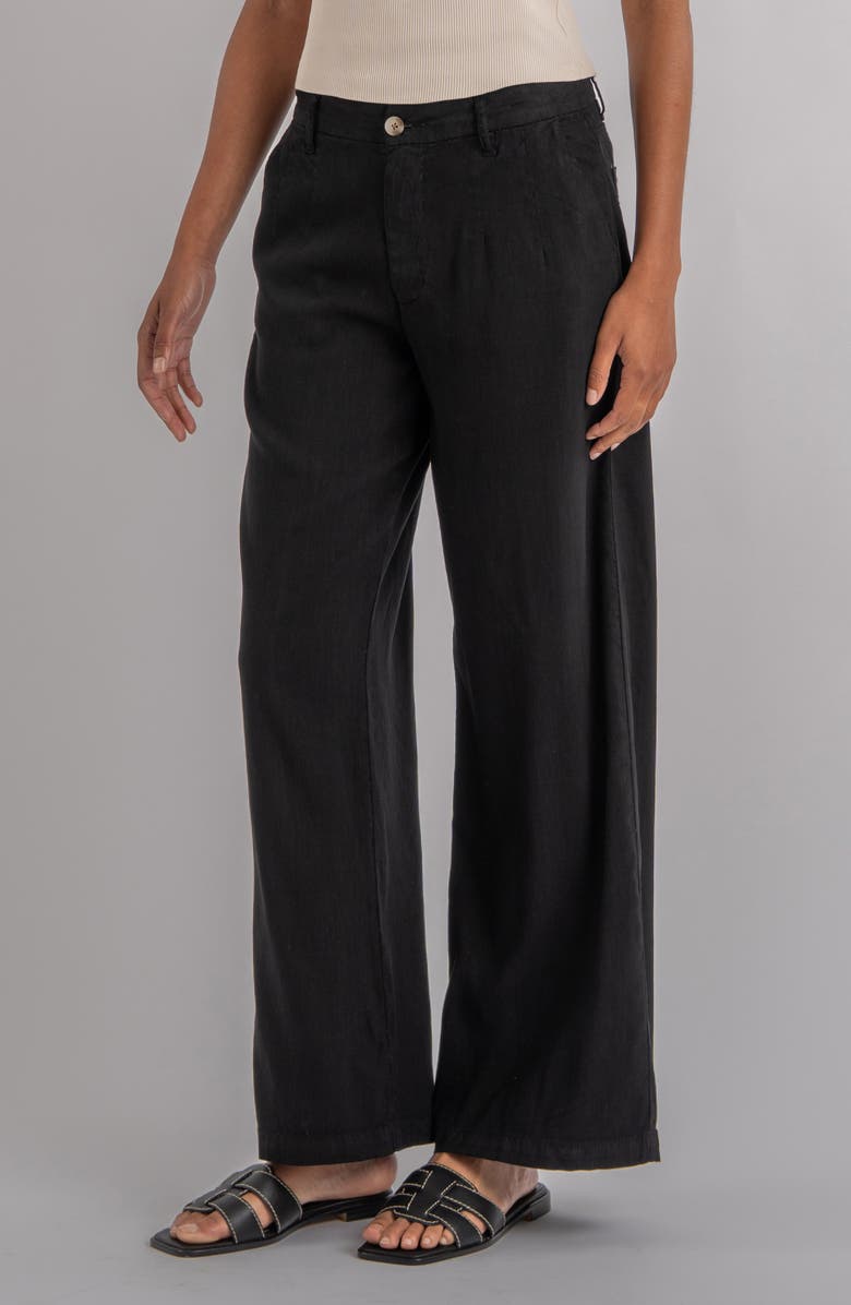 KUT from the Kloth Meg High Waist Linen Blend Wide Leg Pants, Alternate, color, Black
