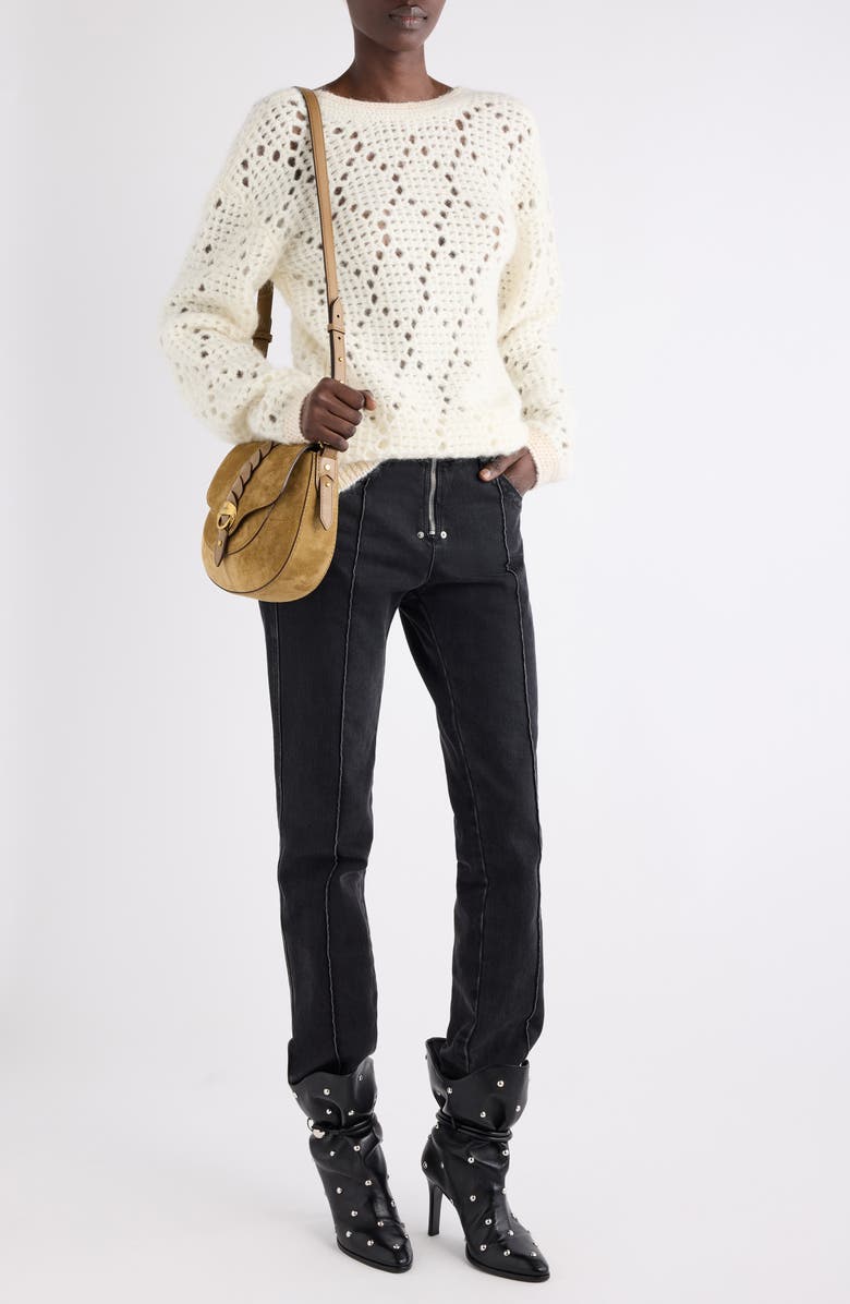 Isabel Marant Medaline Open Knit Sweater, Alternate, color, Ecru