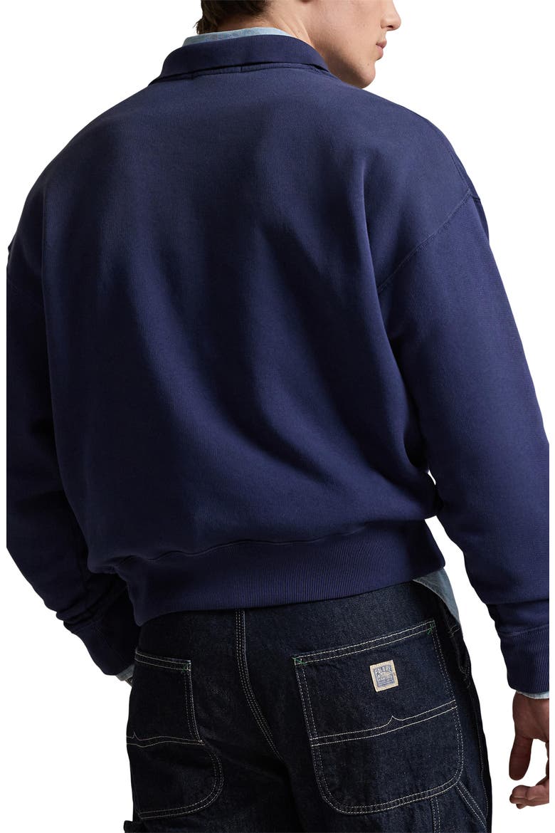 Relaxed Fit Fleece Polo Sweatshirt, Alternate, color, DARK COBALT