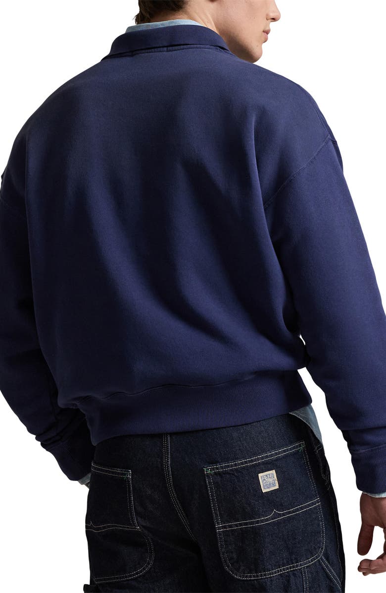 Polo Ralph Lauren Relaxed Fit Fleece Polo Sweatshirt, Alternate, color, Dark Cobalt