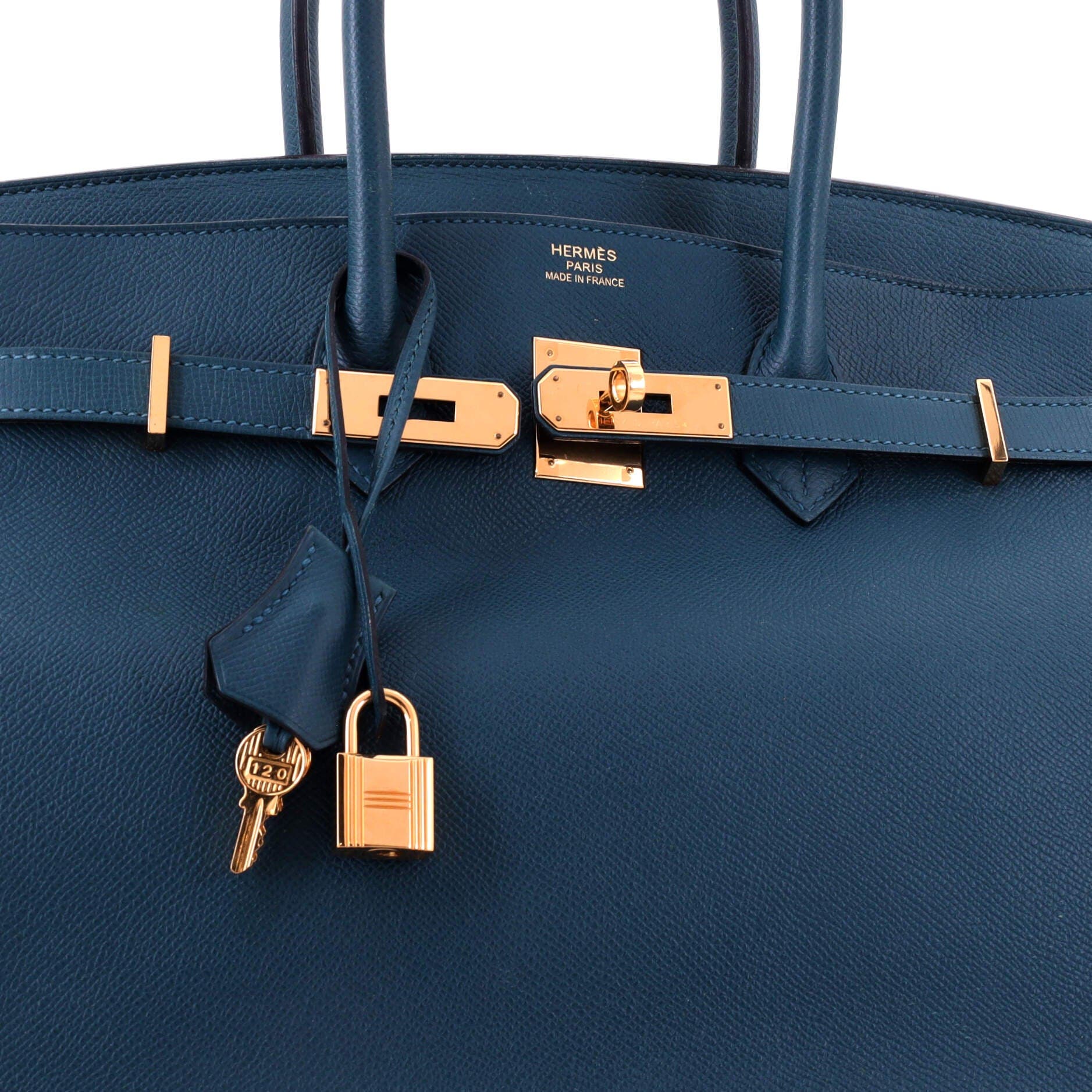 Birkin Handbag Blue Epsom with Gold Hardware 35, Alternate, color, Blue