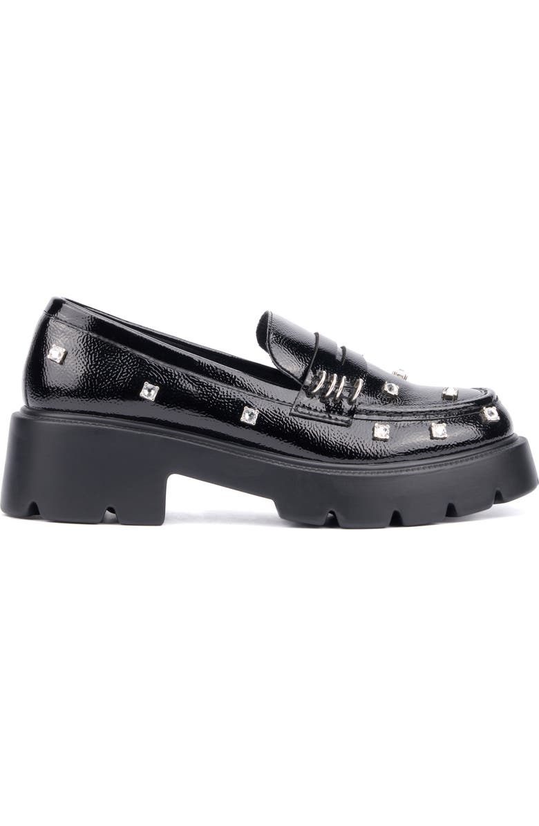 OLIVIA MILLER Luscious Crystal Embellished Penny Loafer, Alternate, color, Black