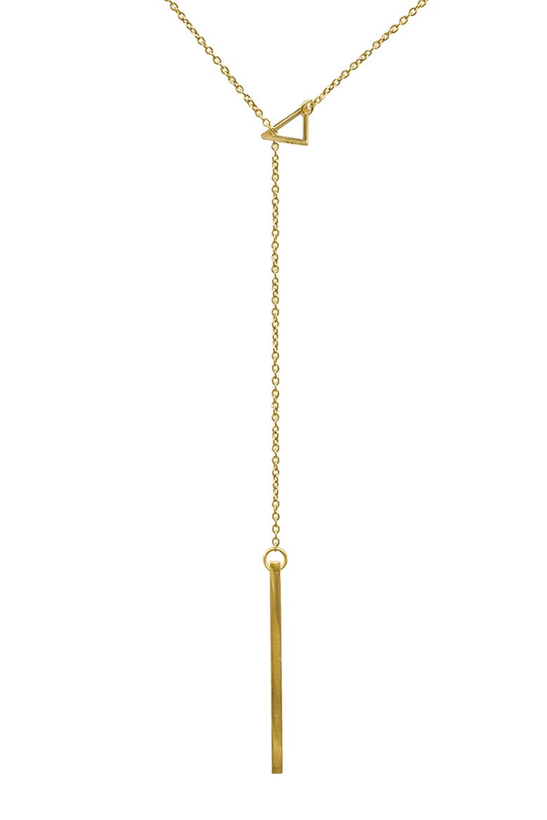 14K Yellow Gold Vermeil Brass Triangle Lariat Necklace, Main, color, YELLOW