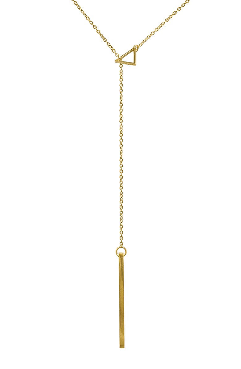 Adornia 14K Yellow Gold Vermeil Brass Triangle Lariat Necklace, Main, color, Yellow