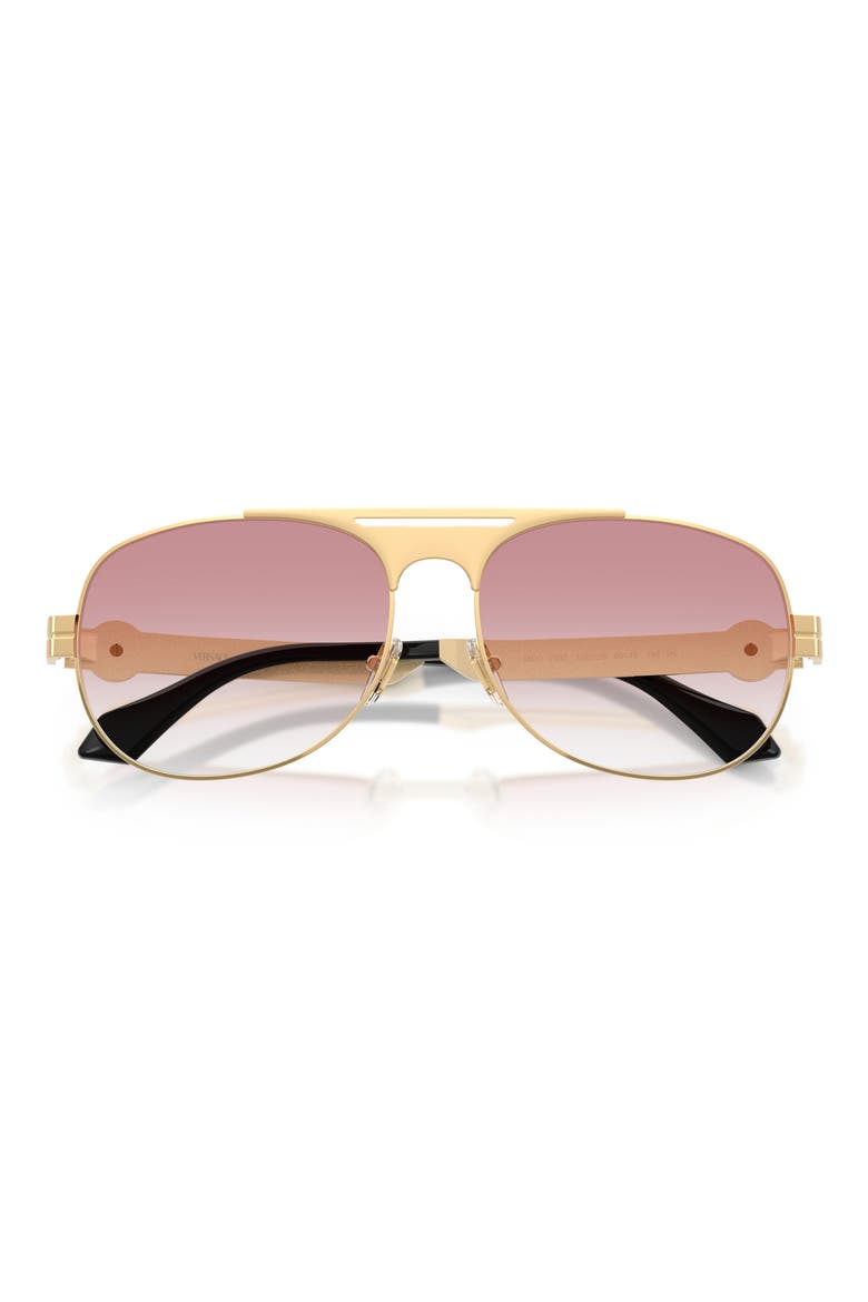 60mm Pilot Sunglasses, Alternate, color, GOLD VERSACE / CLEAR PINK