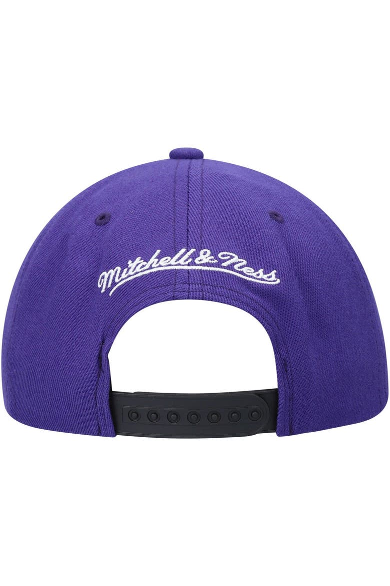 Men's Mitchell & Ness Purple Los Angeles Lakers Hardwood Classics Bandana Undervisor Snapback Hat, Alternate, color, Purple