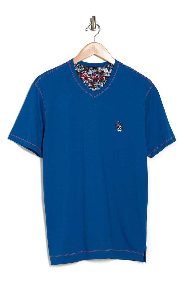 Robert Graham Damien Short Sleeve V-Neck T-Shirt, Alternate, color, Cobalt