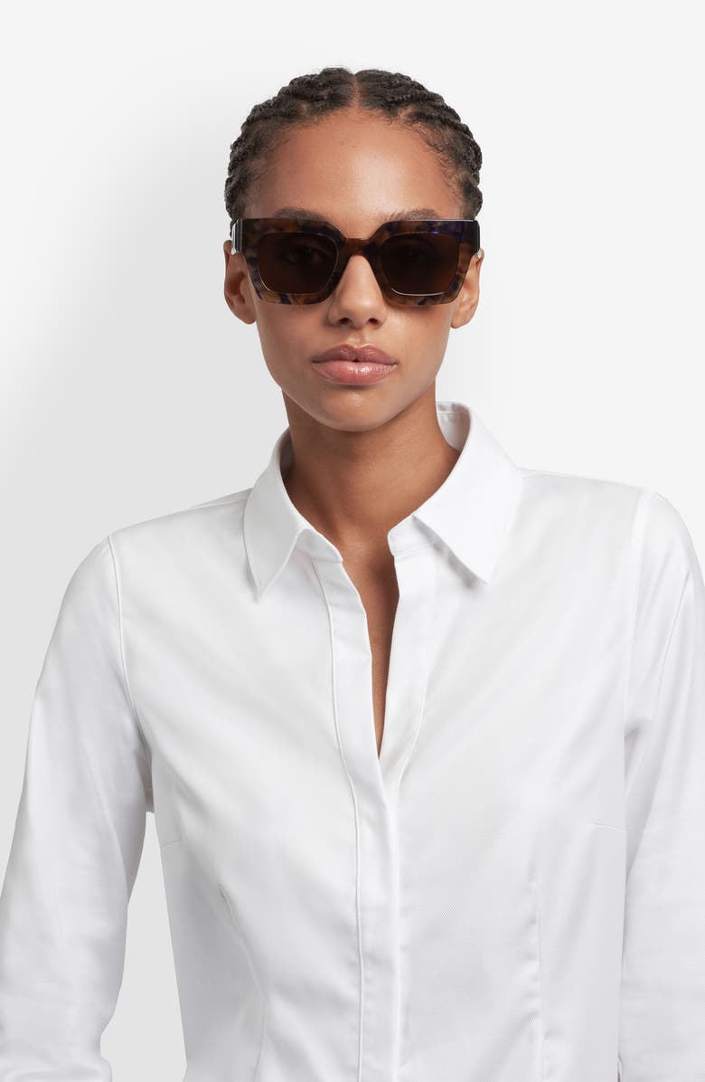 Carolina Herrera Her 49mm Square Sunglasses, Alternate, color, Blue Havana/ Gold Sp