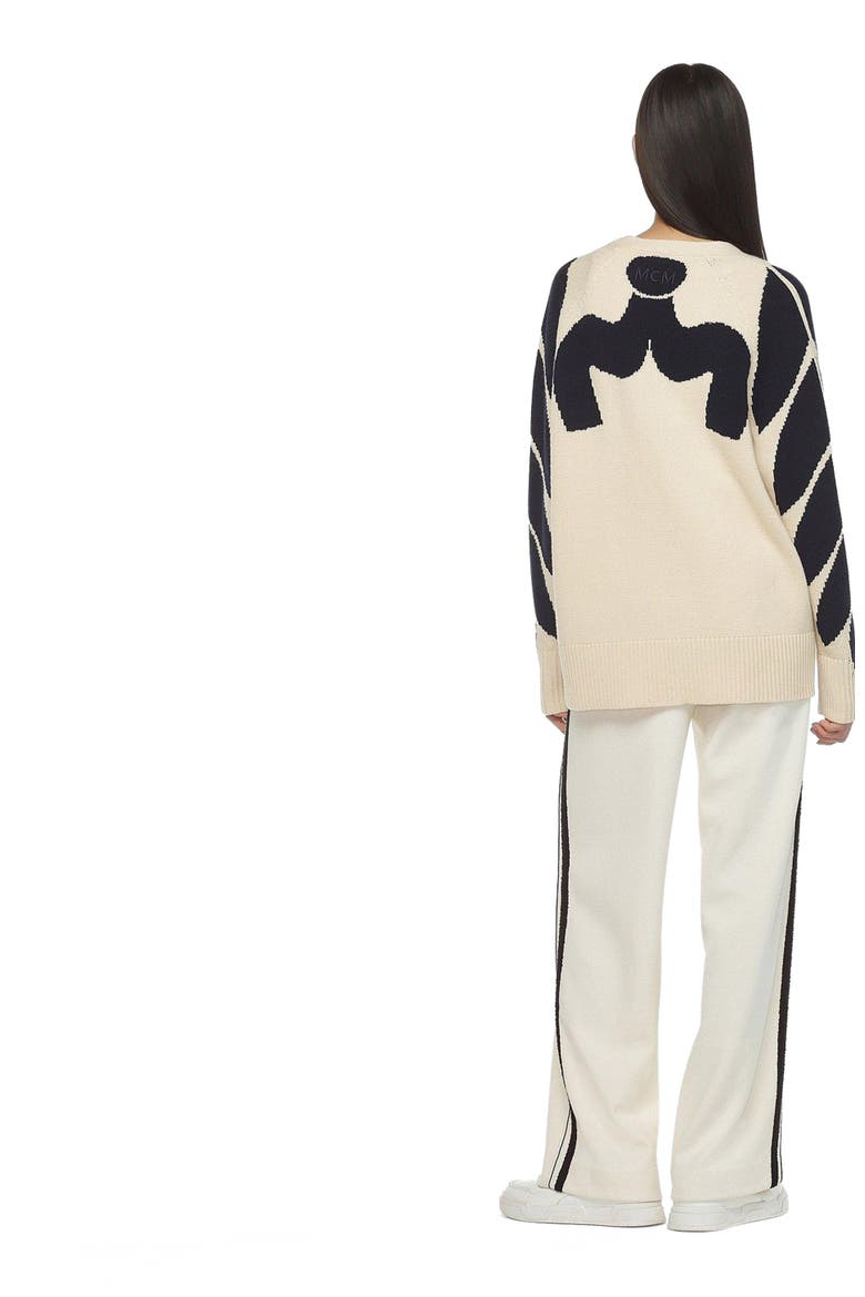Intarsia Laurel Cardigan, Alternate, color, white