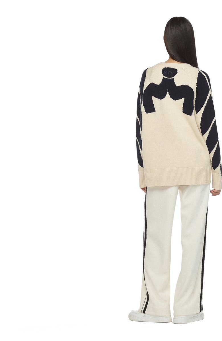 MCM Intarsia Laurel Cardigan, Alternate, color, White