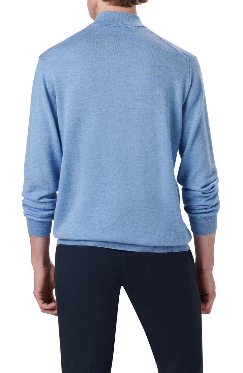 Bugatchi Water Repellent Merino Wool Quarter-Zip Pullover, Alternate, color, Air Blue