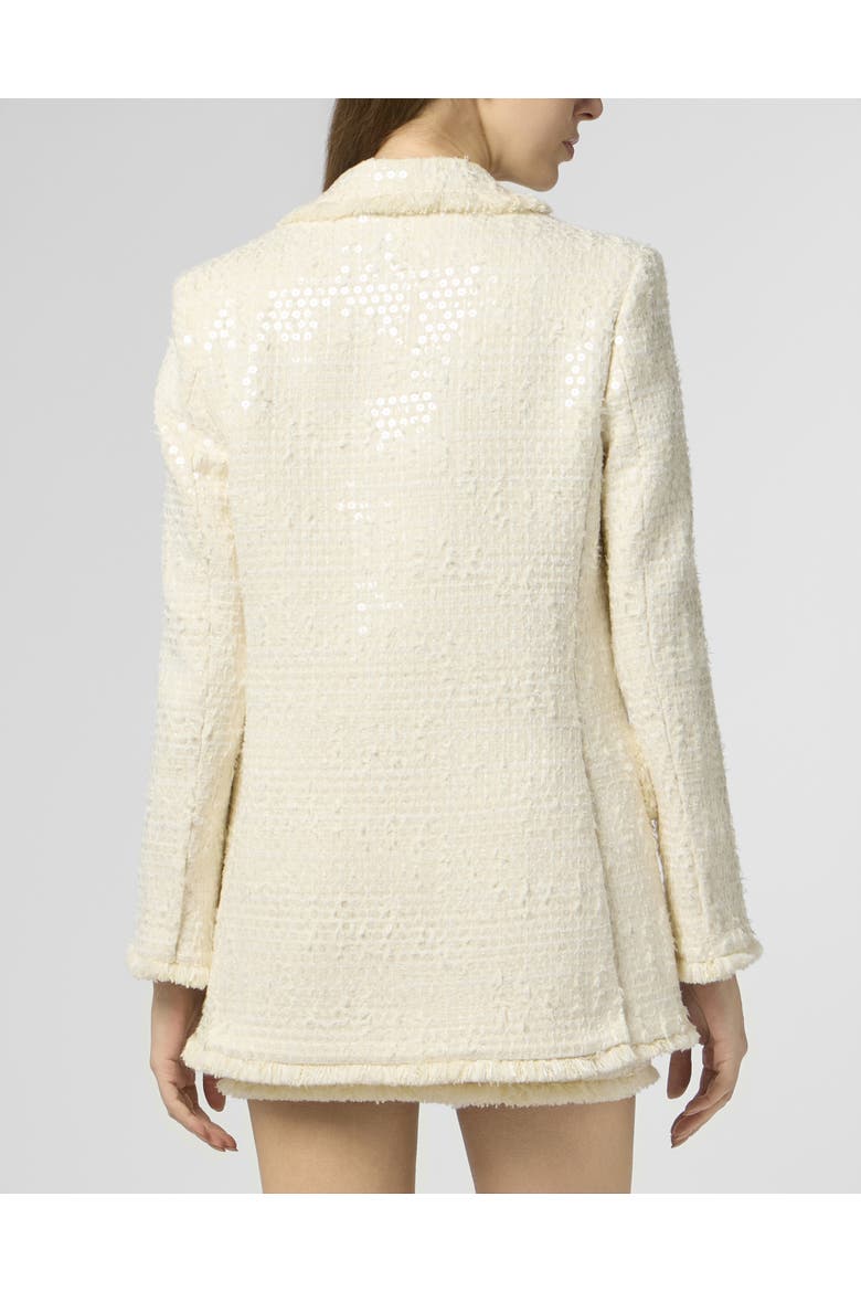 Tweed Boyfriend's Fit Blazer Paillettes Women, Alternate, color, white