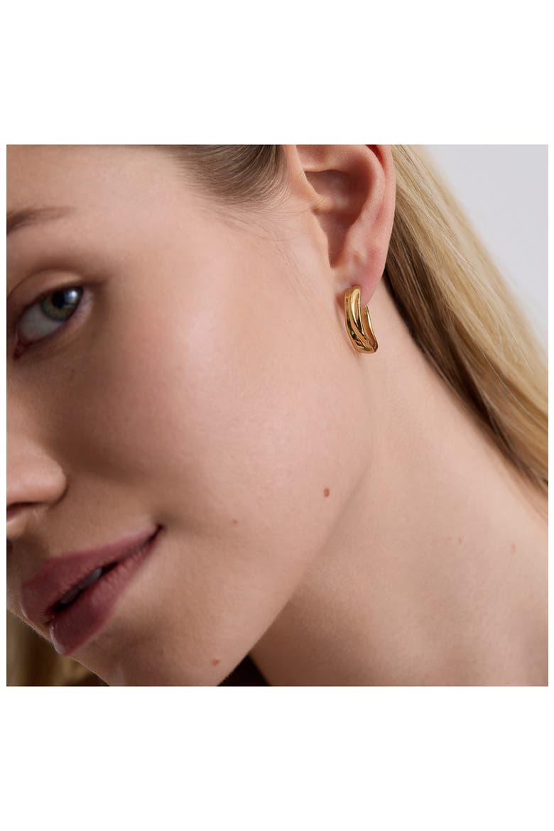 Small Molten Hoop Earrings, Alternate, color, GOLD