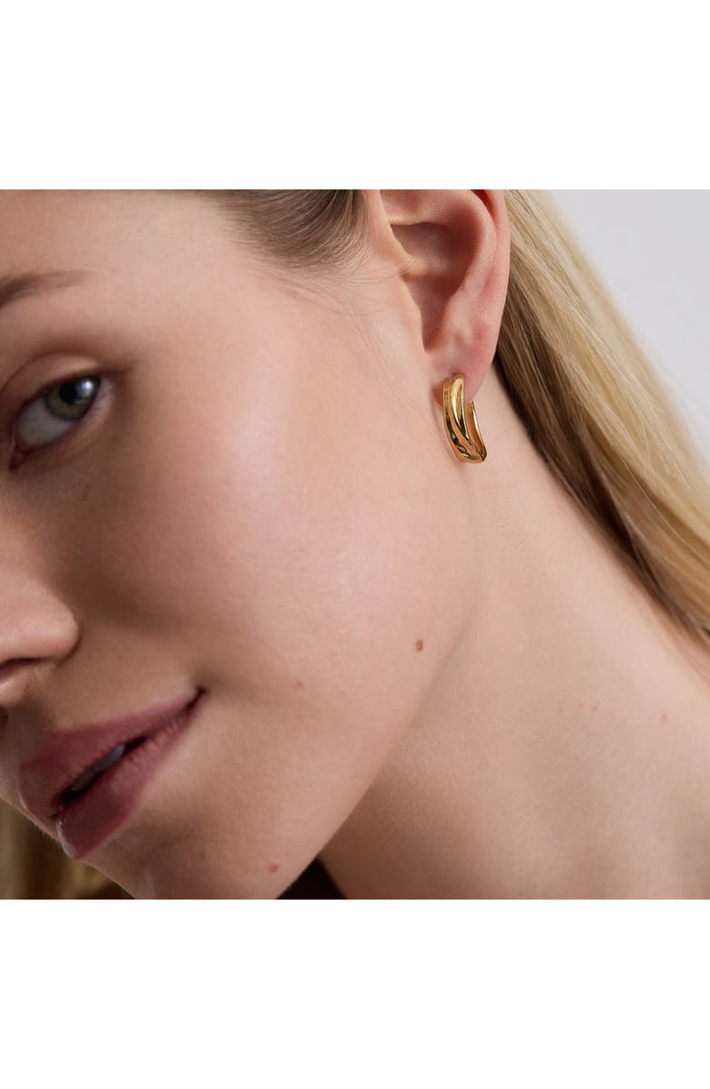 D.LOUISE Small Molten Hoop Earrings, Alternate, color, Gold