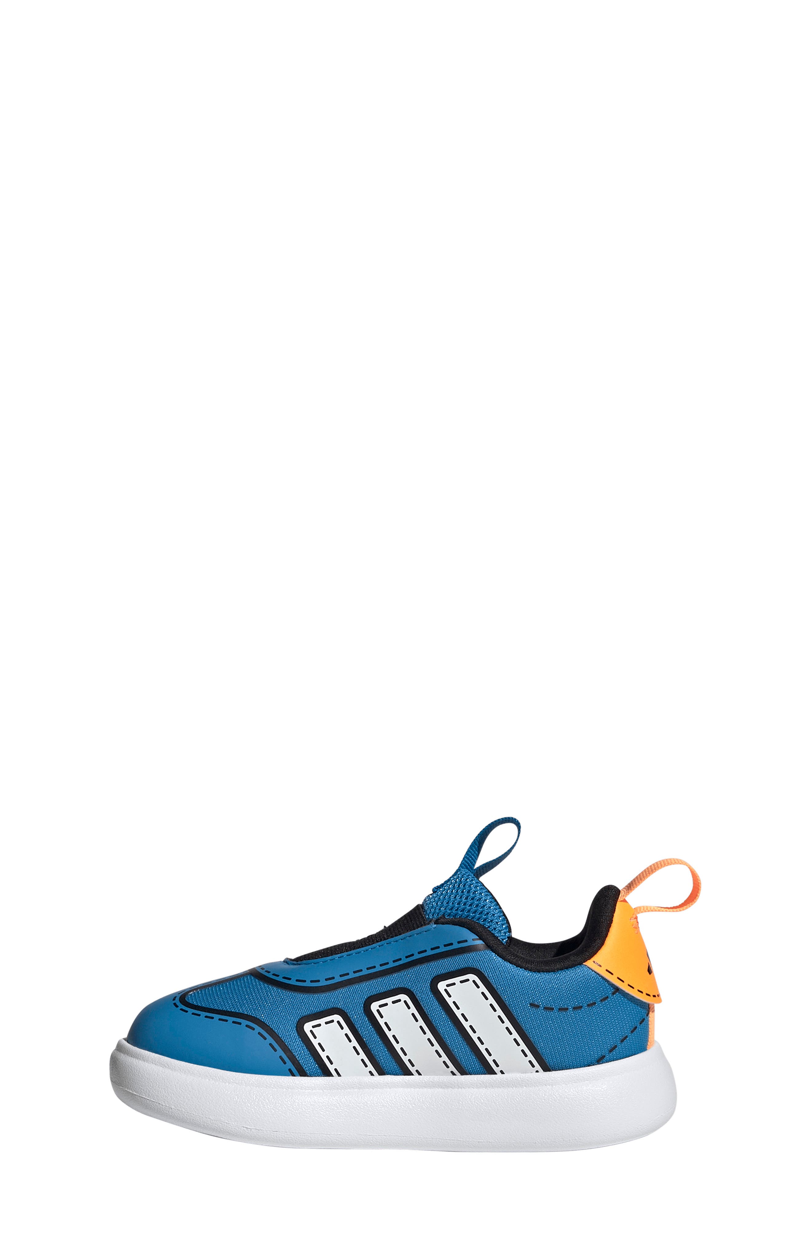 adidas Kids' Bubblecomfy Knit Slip-On Sneaker, Alternate, color, Ray Blue/ White/ Tangerine
