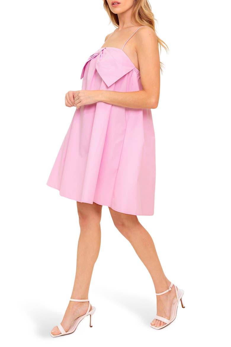 Solid Bow Cotton Dress, Alternate, color, LIGHT PINK