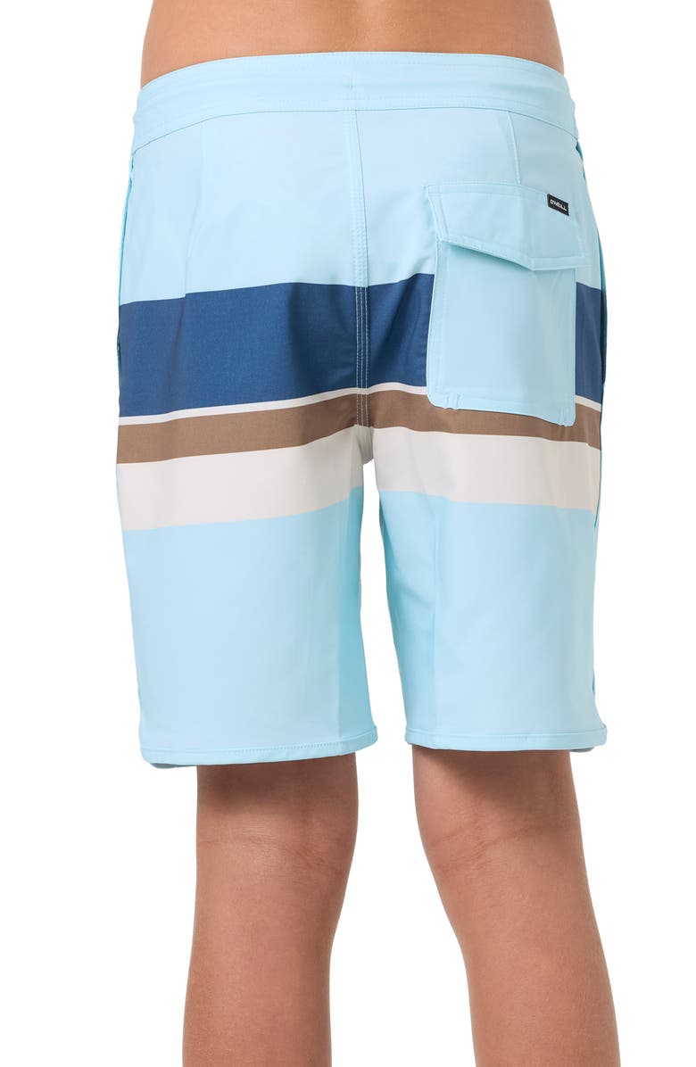 O'Neill Kids' Cruzer Stripe Scallop Board Shorts, Alternate, color, Sky Blue