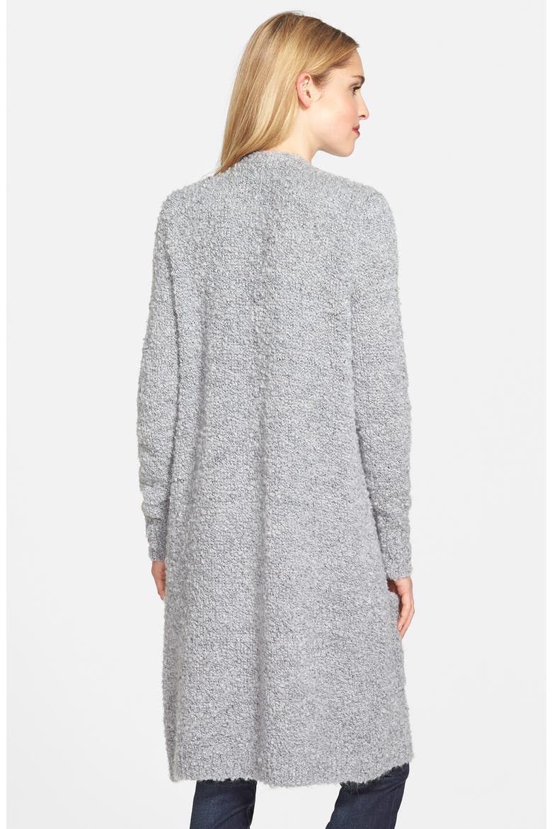 Long Bouclé Open Cardigan, Alternate, color, HEATHER GREY BOUCLE