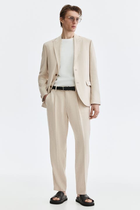 Regular Fit Tailored Linen-blend Trousers