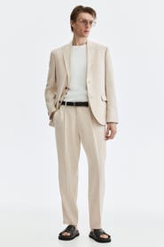 H&M Regular Fit Tailored Linen-blend Trousers