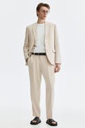 H&M Regular Fit Tailored Linen-blend Trousers