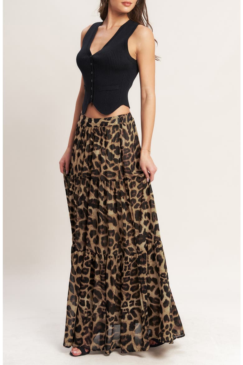 Printed Maxi Skirt, Alternate, color, LEOPARD