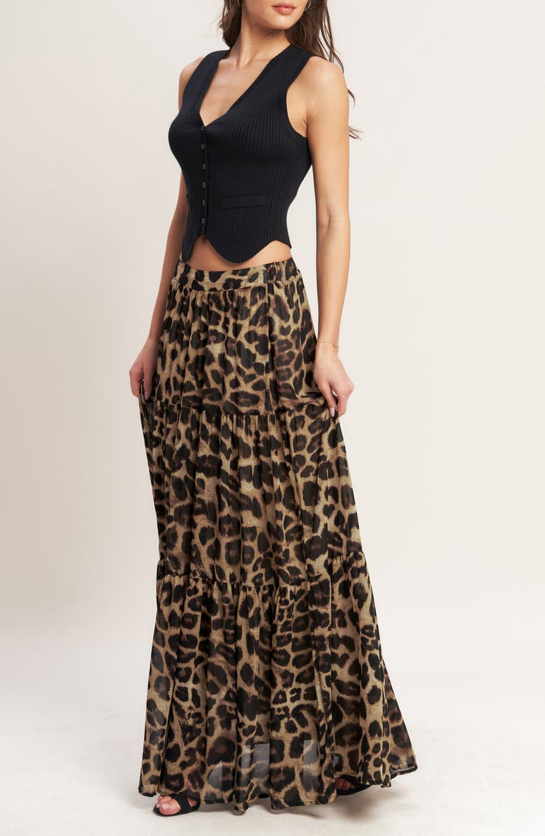 FLYING TOMATO Printed Maxi Skirt, Alternate, color, Leopard